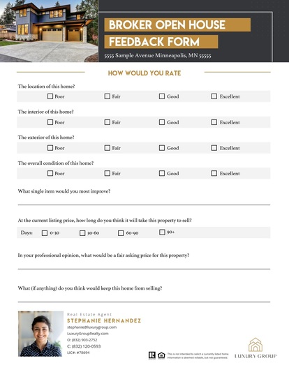 Open House Feedback Form