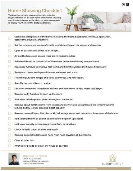 Home Showing Checklist