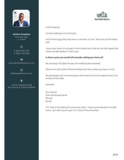 Buyers Love Off-Market Deals Letter