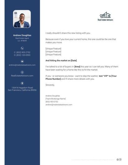 Listing Leads Coming Soon Letter