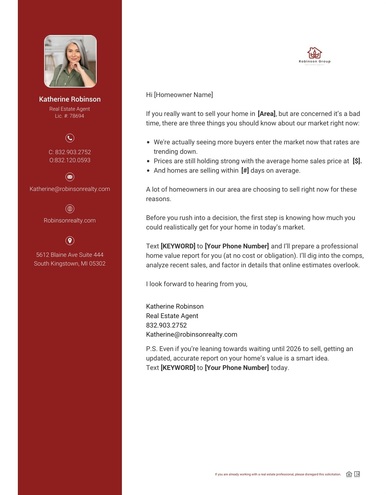 Listing Leads Reasons to Sell Lette...